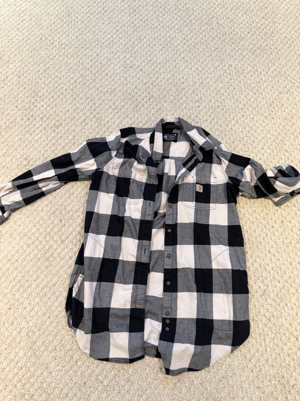 Carhartt women Black & White Buffalo Plaid Flannel tunic